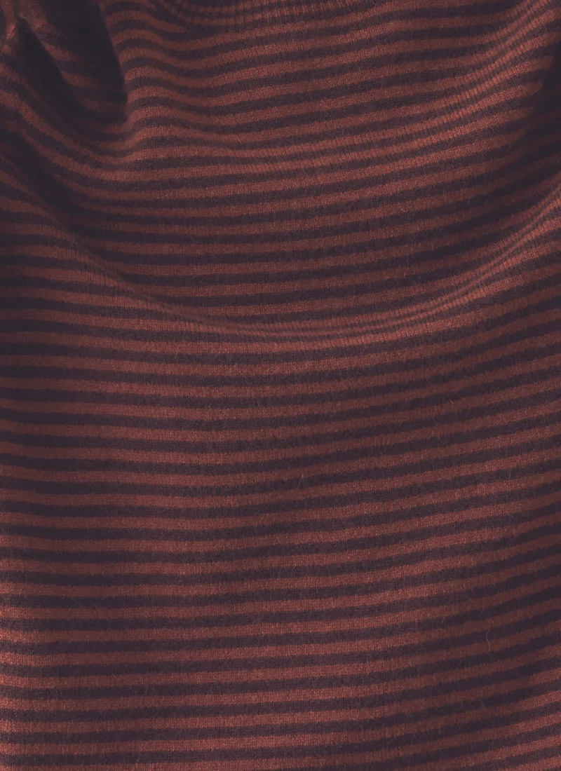 Stripe Wool Cashmere Neat Sweater, Burgundy