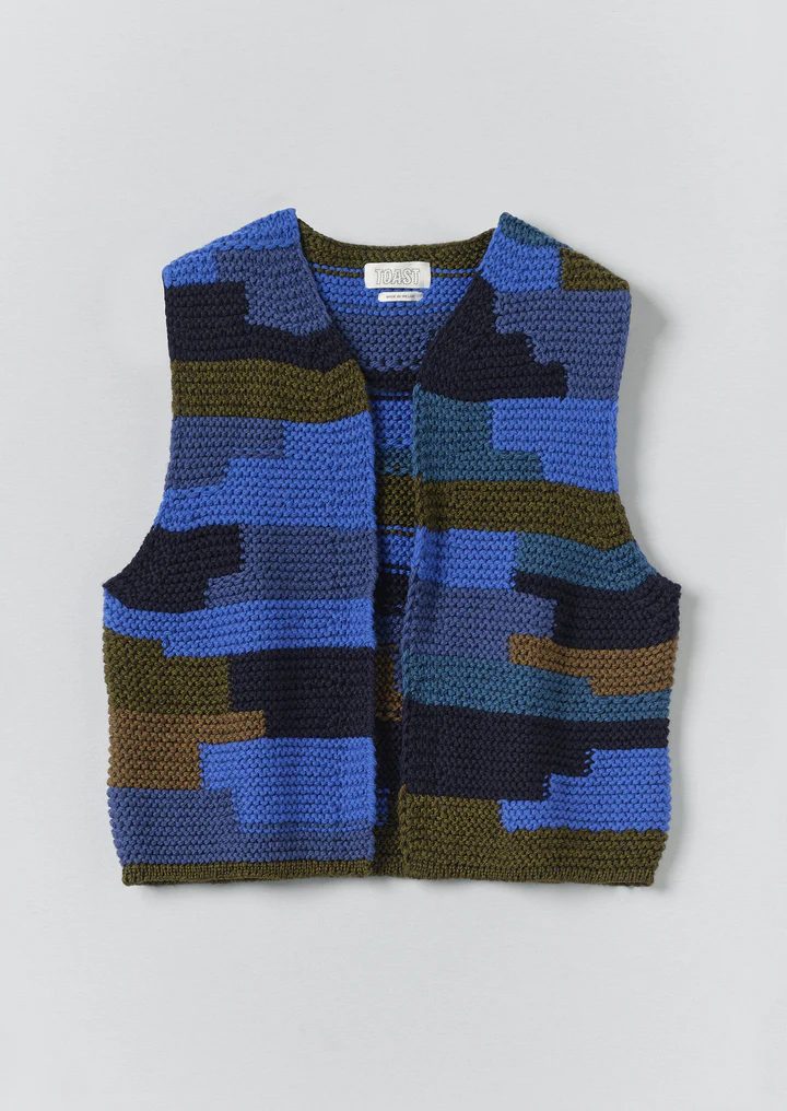 Patchwork Knitted Wool Gilet