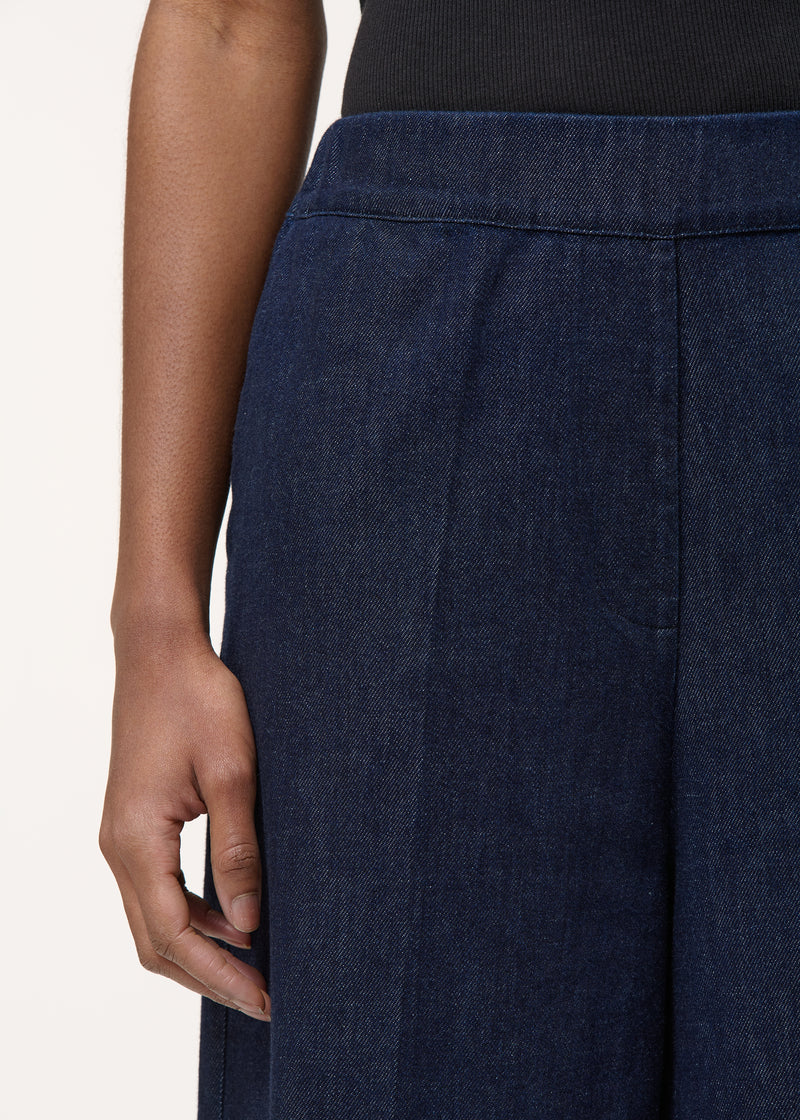 Wide raw denim pants 7/8 length