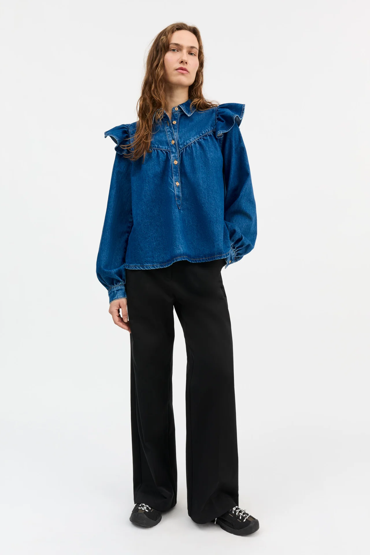 Mille Blouse, Denim Wash Blue