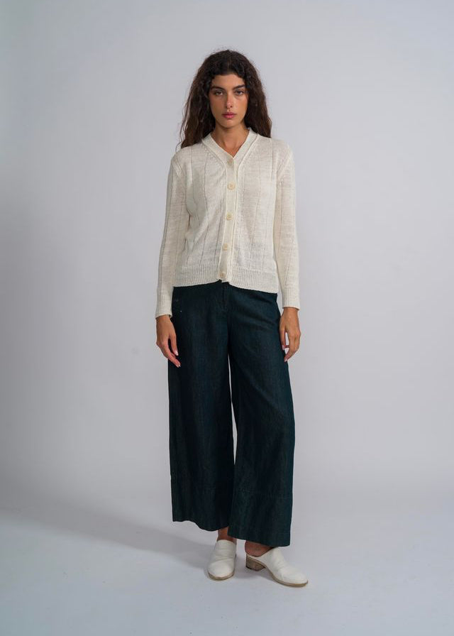 M J W ~ Cardigan 637, Natural Off White