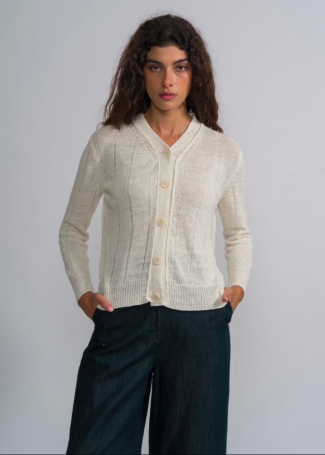M J W ~ Cardigan 637, Natural Off White