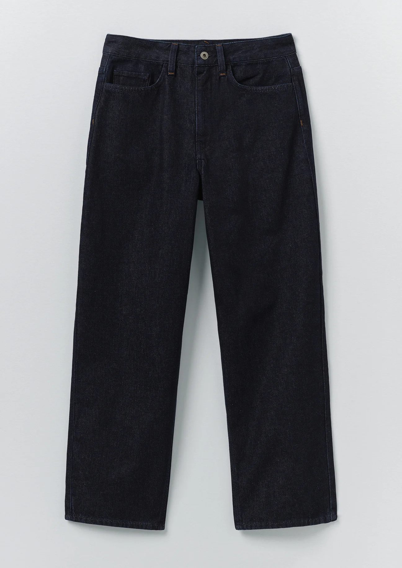 toast womens dark blue denim tapered trousers
