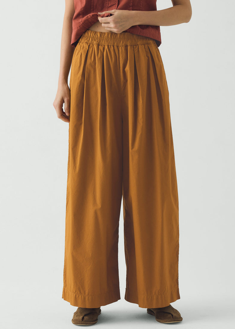 Pleated Cotton Poplin Trousers, Dhal - TOAST