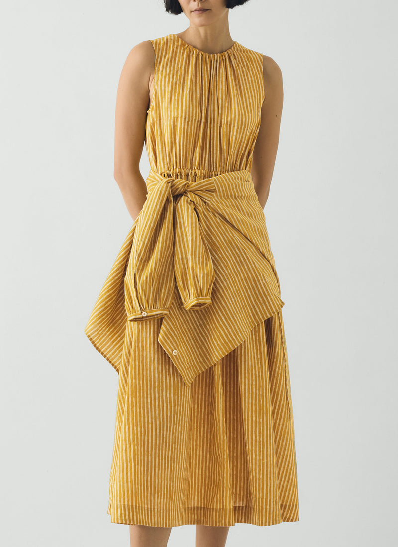 toast yellow ochre striped sleeveless dress