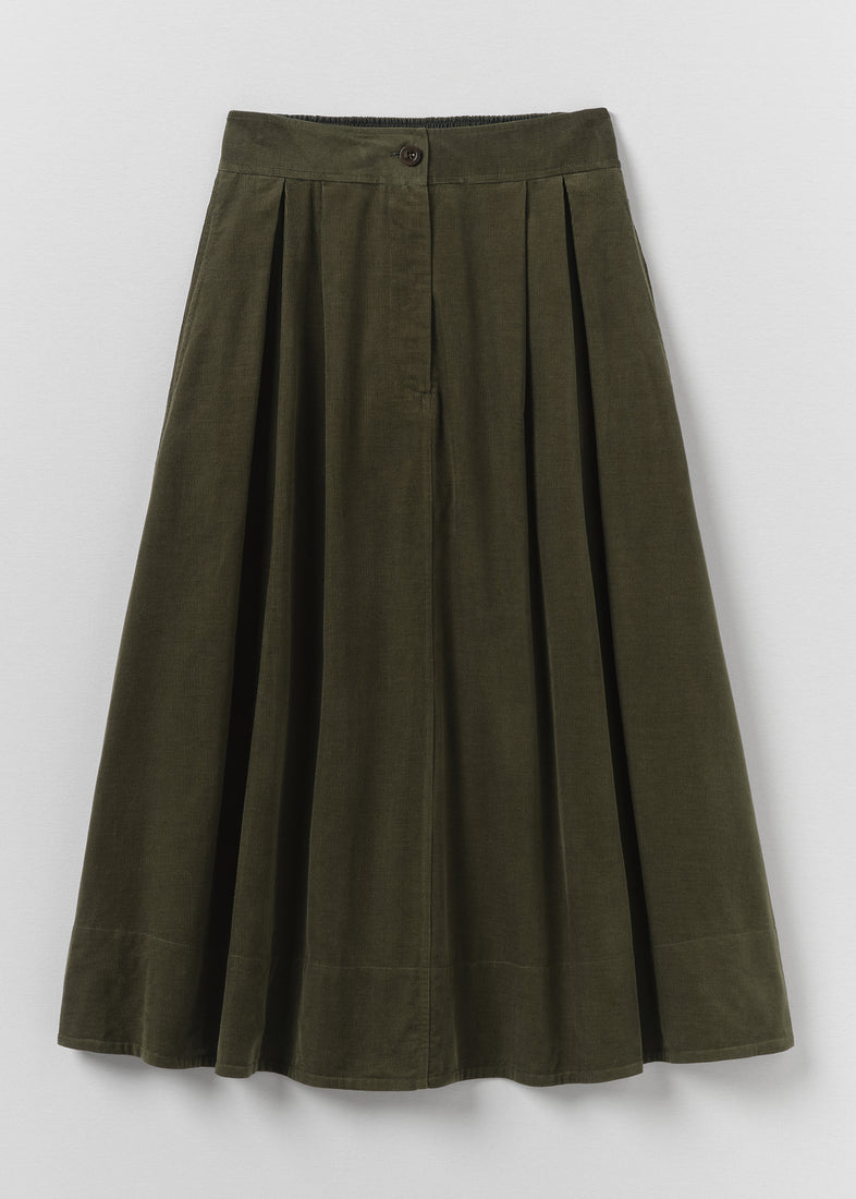 A Line Cotton Needlecord Skirt, Seaweed ~ TOAST