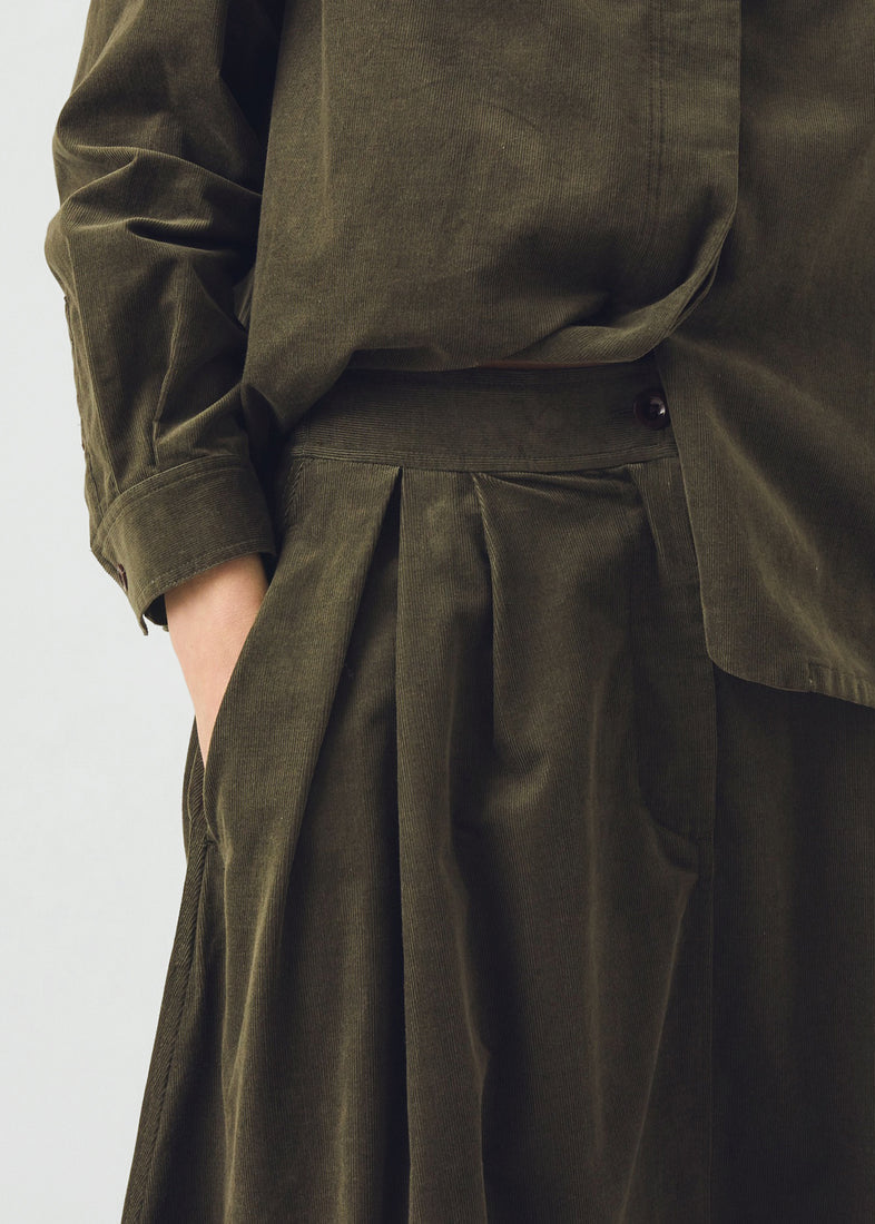 A Line Cotton Needlecord Skirt, Seaweed ~ TOAST