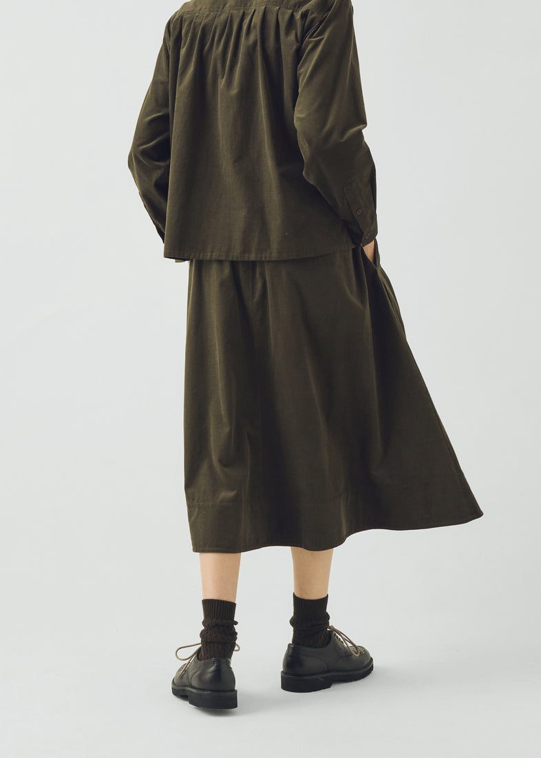 A Line Cotton Needlecord Skirt, Seaweed ~ TOAST