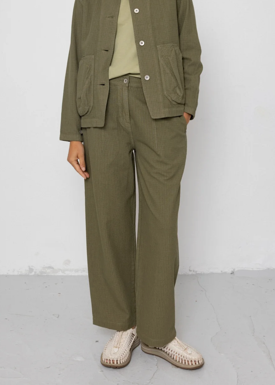 Baggy Trouser, Light Olive Chunky Ripstop - Folk