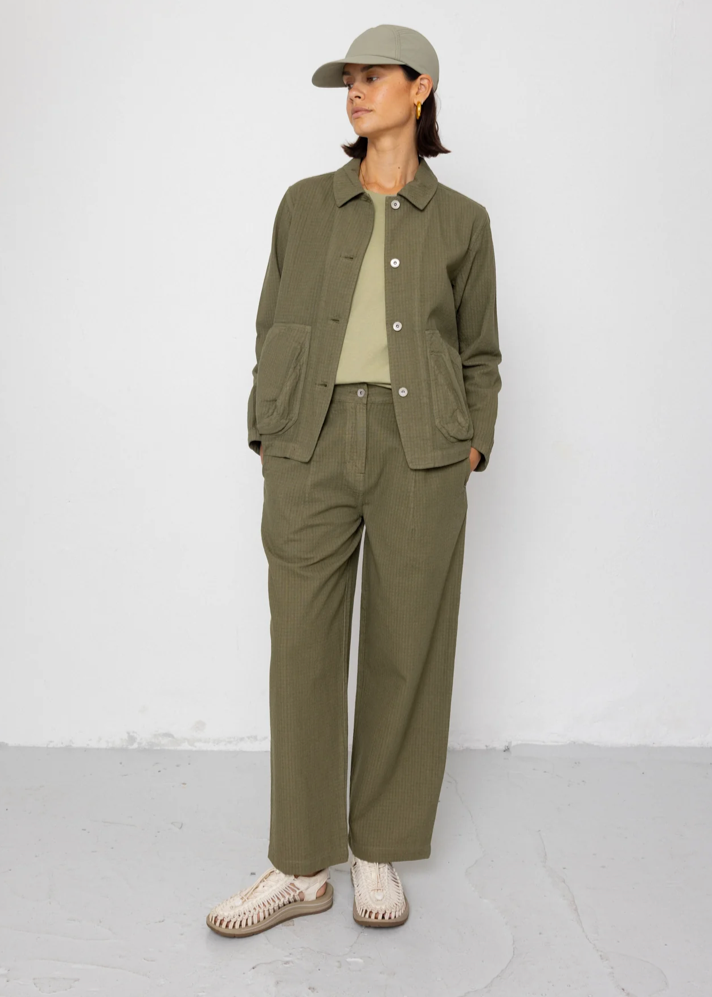 Baggy Trouser, Light Olive Chunky Ripstop - Folk