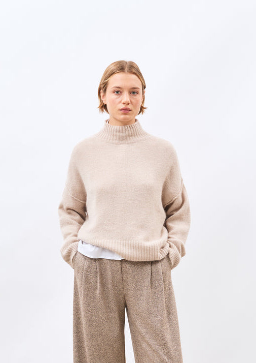 Beige high-neck sweater ~ humility