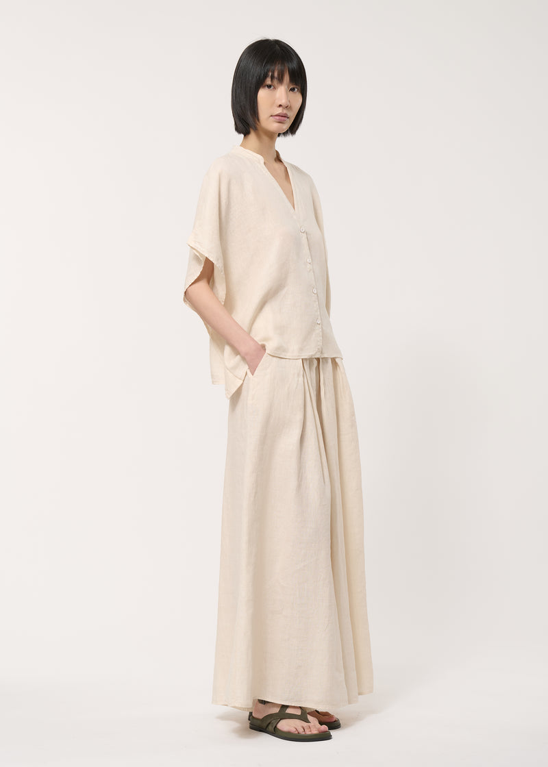 Beige linen culotte trousers - humility