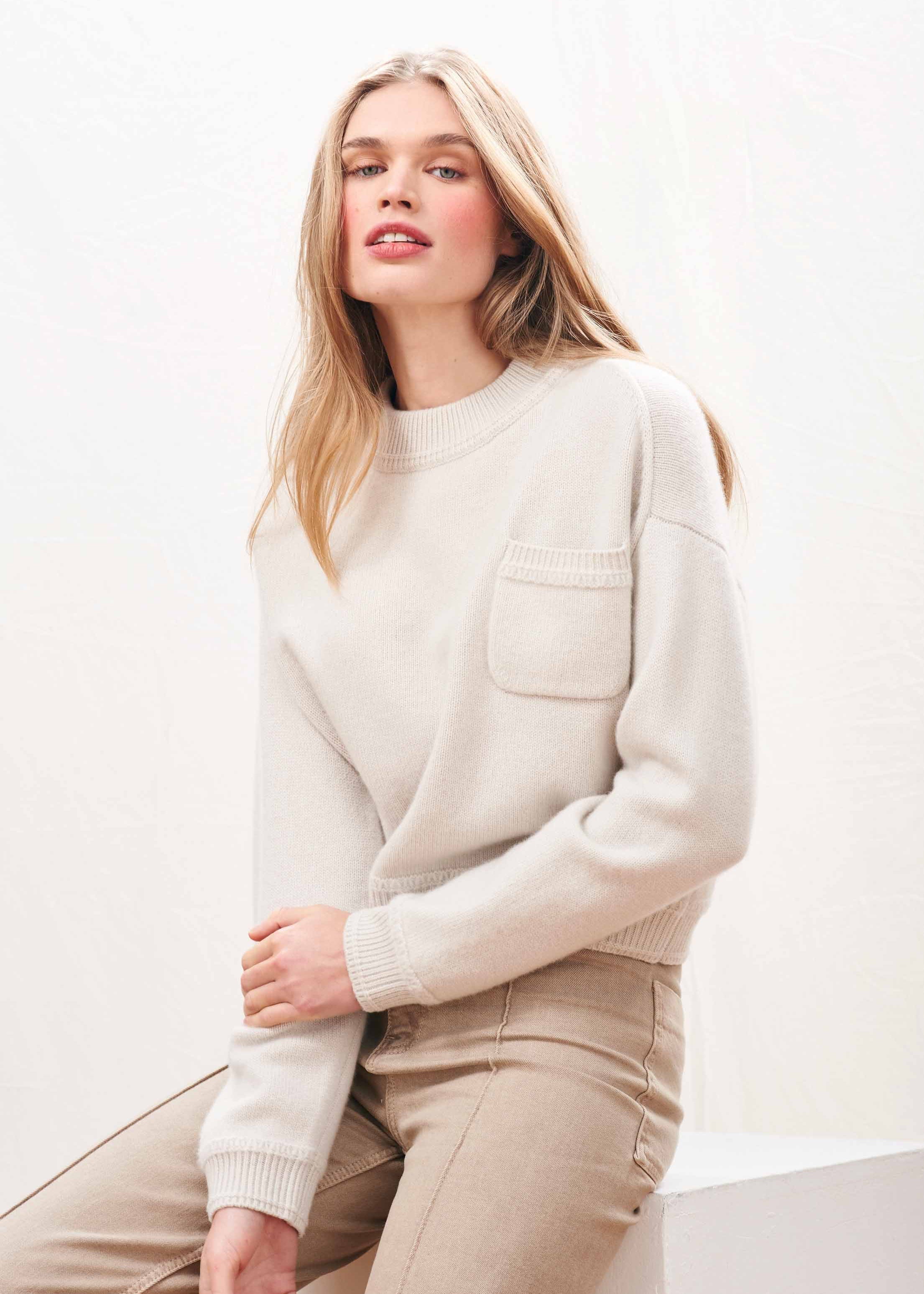 Cashmere Heavy Pocket Turtle, Stone - Jumper1234