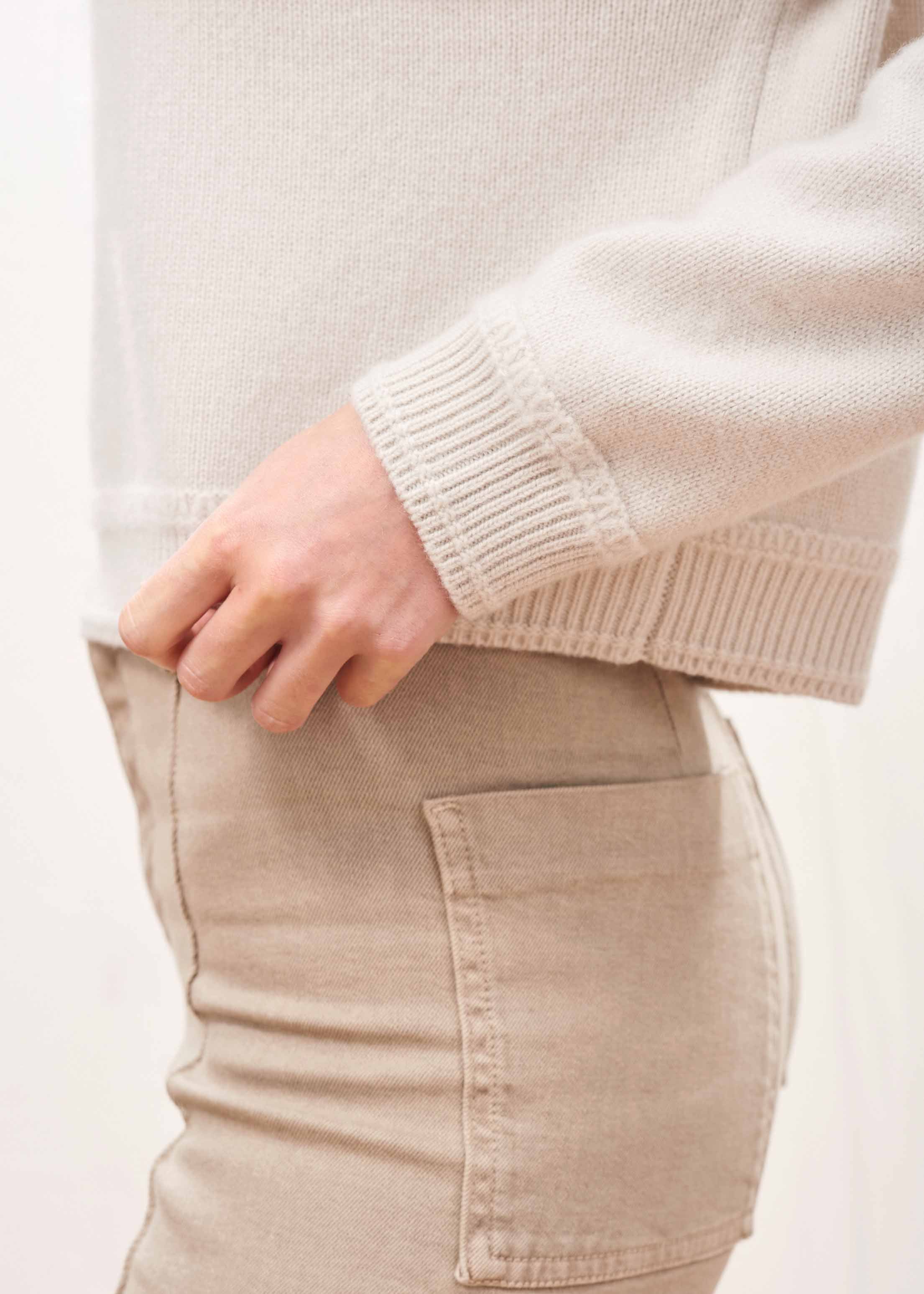 Cashmere Heavy Pocket Turtle, Stone - Jumper1234