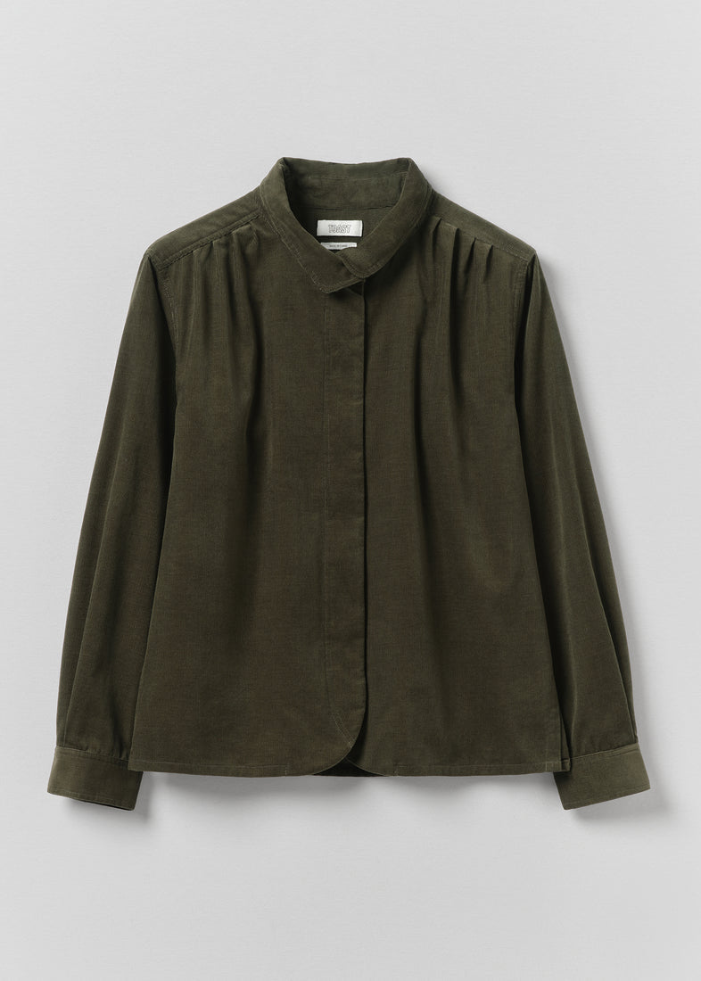 Cotton Needlecord Shirt, Seaweed ~ TOAST