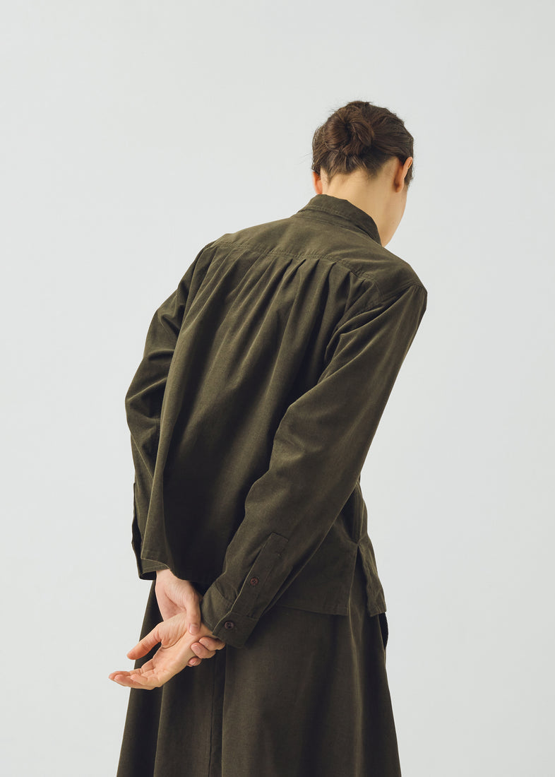Cotton Needlecord Shirt, Seaweed ~ TOAST