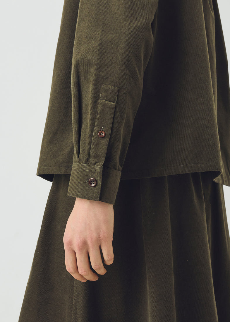 Cotton Needlecord Shirt, Seaweed ~ TOAST