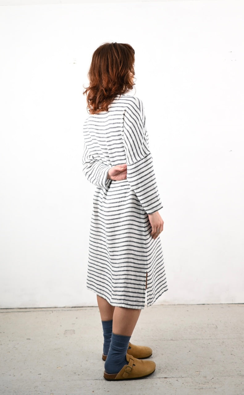 Chally Dress, Whi/Navy