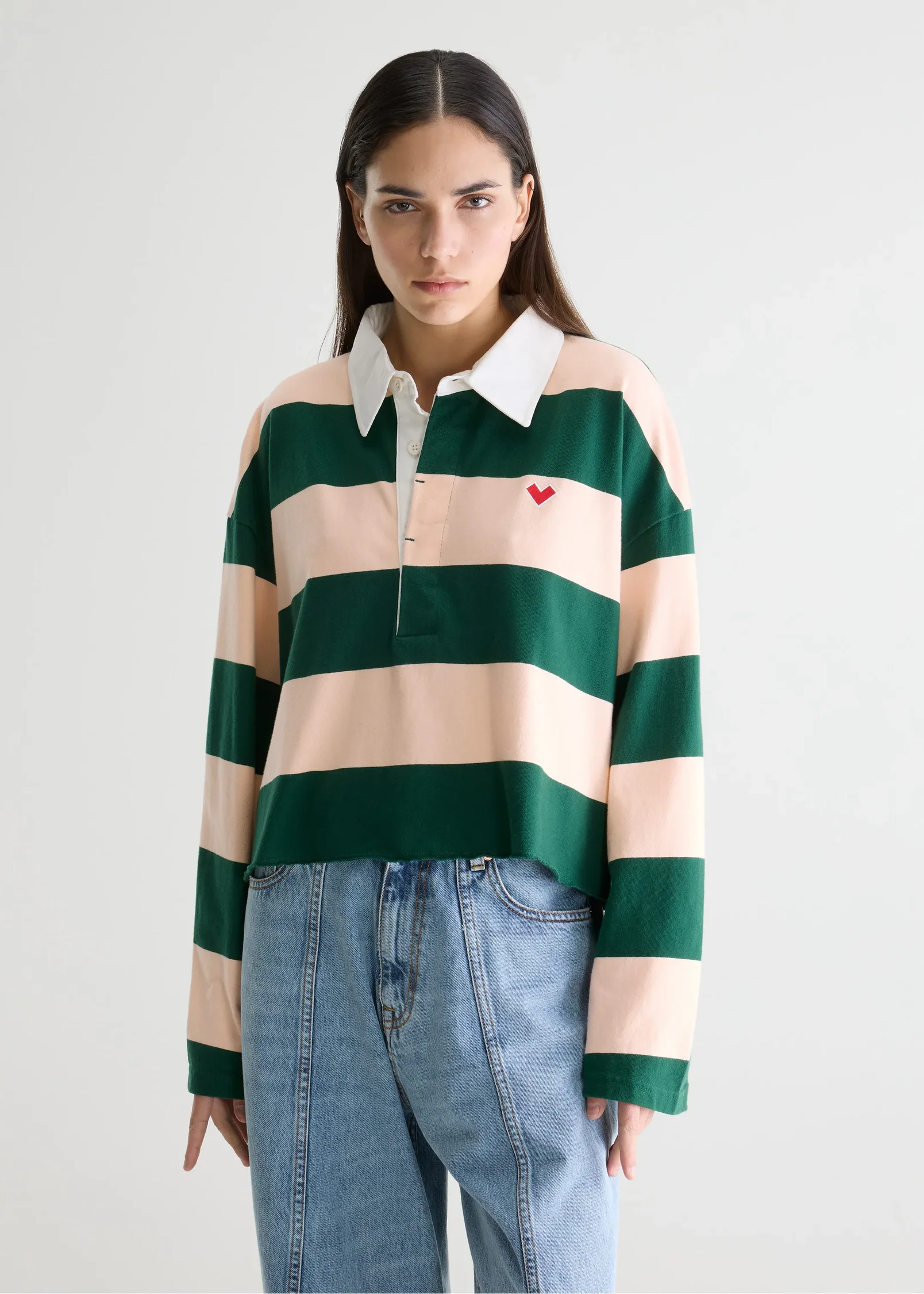 Felito Striped Polo, Pink/Green ~ Bellerose