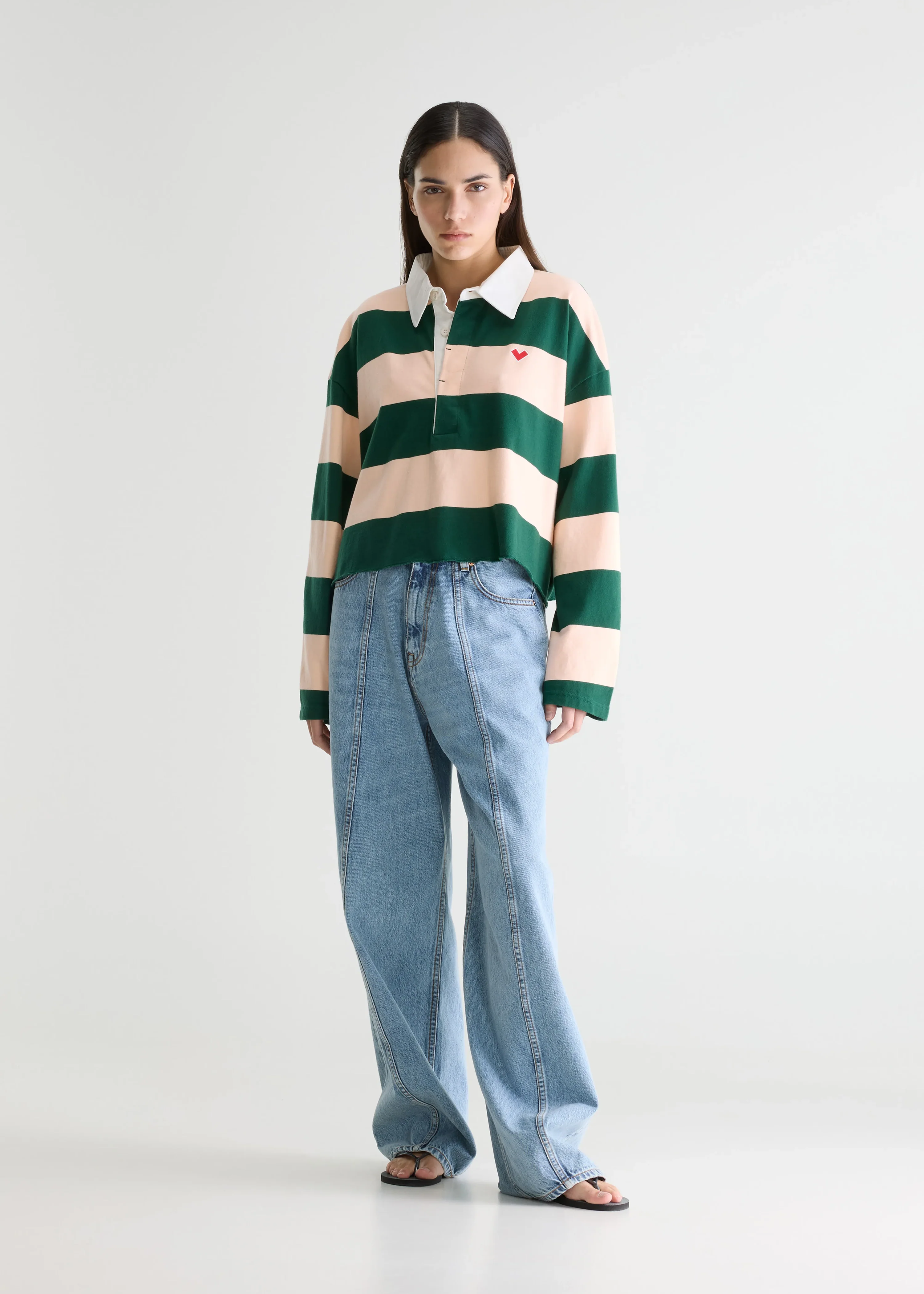 Felito Striped Polo, Pink/Green ~ Bellerose