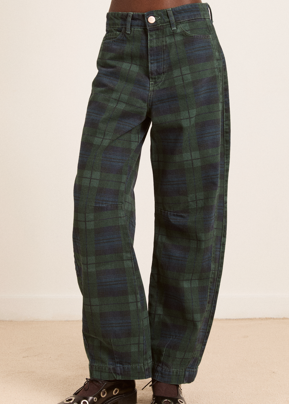 Felix Jeans, Navy Over Dye Check ~ Damson Madder