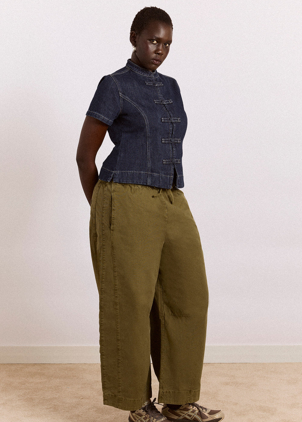 Felix Twill Trousers, Olive ~ Damson Madder