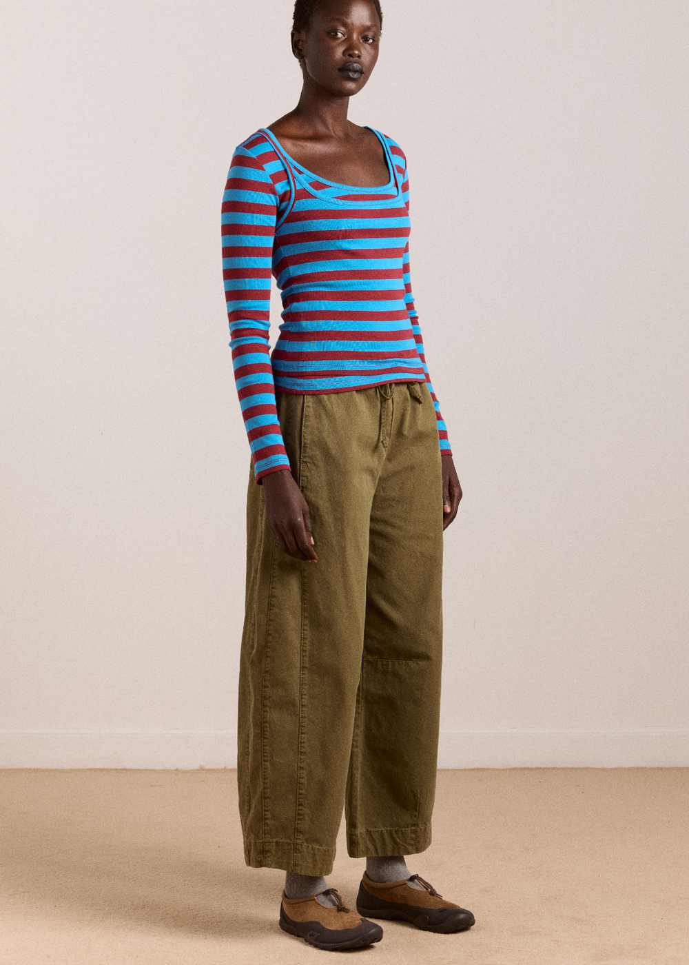 Felix Twill Trousers, Olive ~ Damson Madder