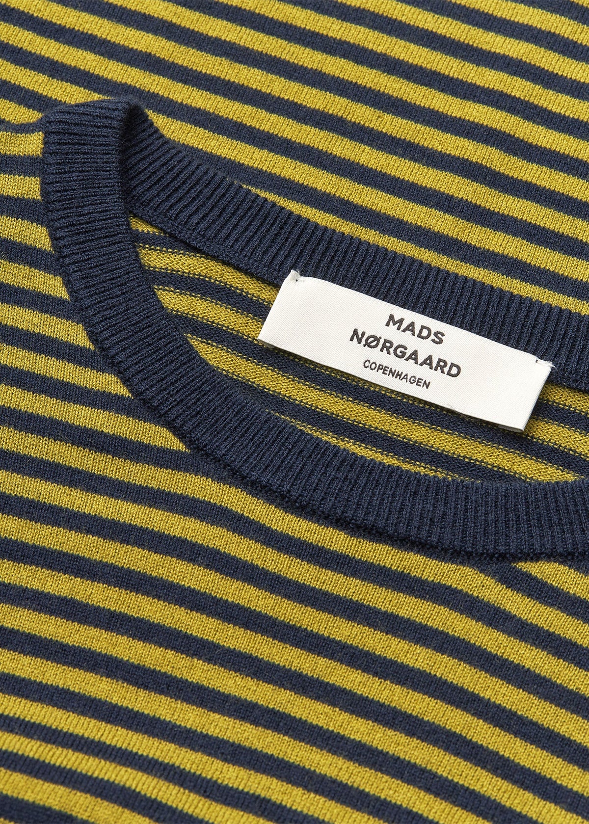 Fine Merino Emma Stripe Knit, Sky Captain/Green Olive ~ Mads Norgaard