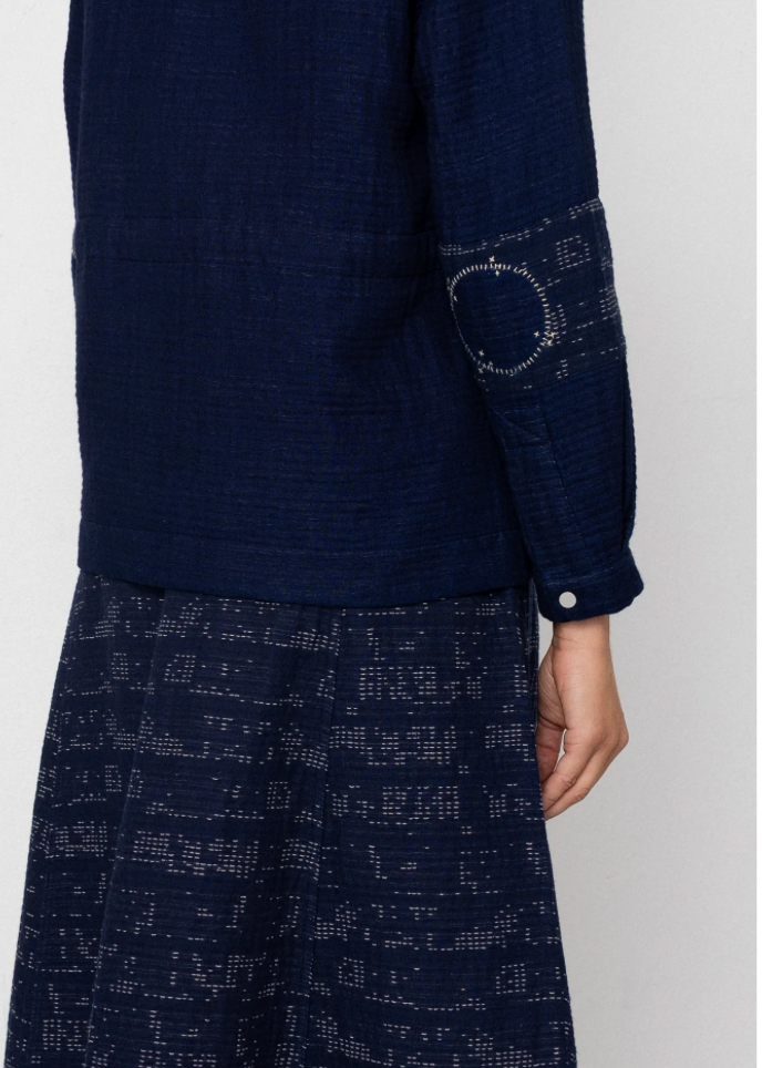 Full Seam Skirt, Stray Float Stitch Indigo - Folk