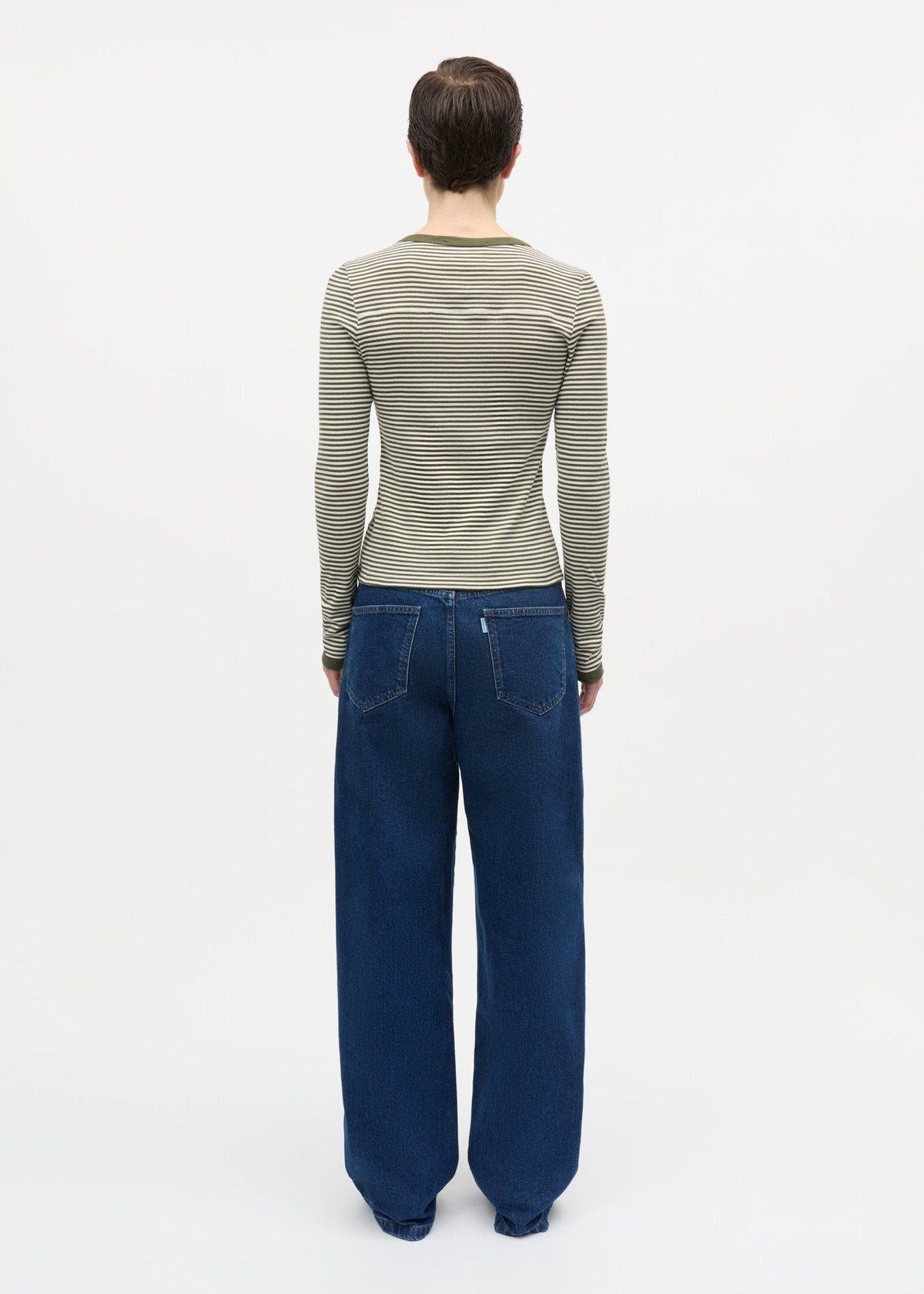 Grace Jersey Stripe Camille Tee LS, White/Tarmac ~ Mads Norgaard