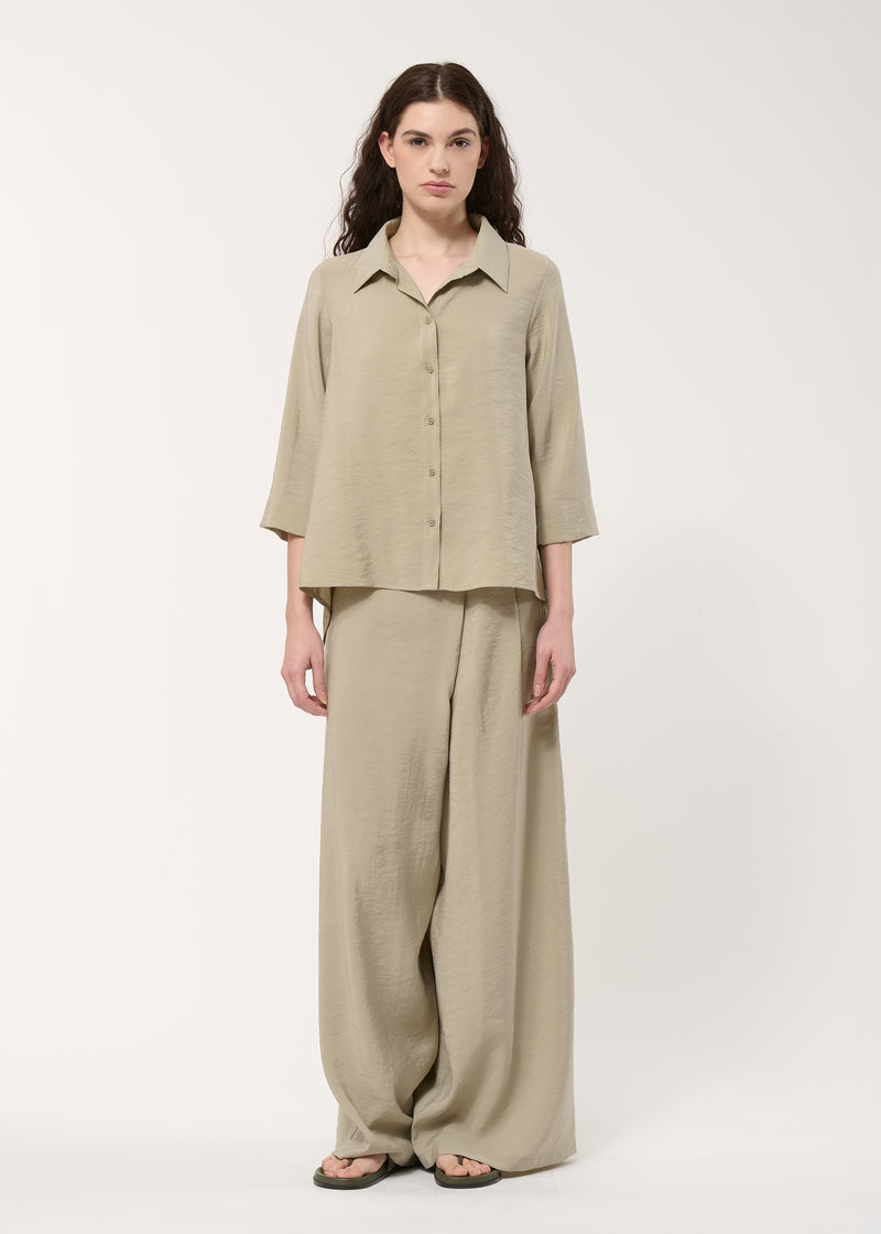 Taupe Flared Textured Shirt