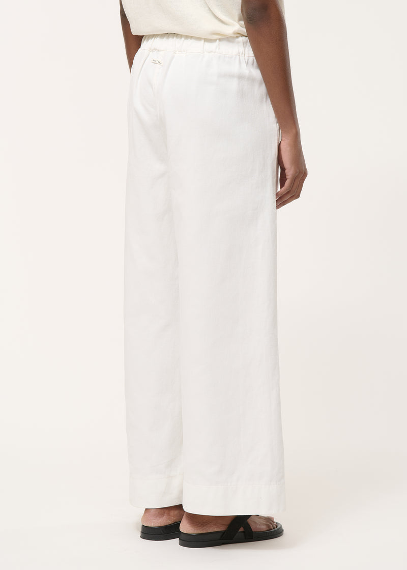 Beige wide-leg high-waisted cotton trousers