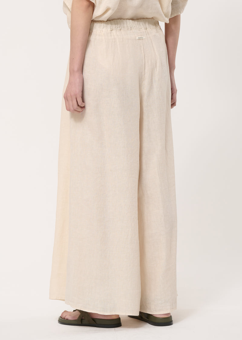 Beige linen culotte trousers