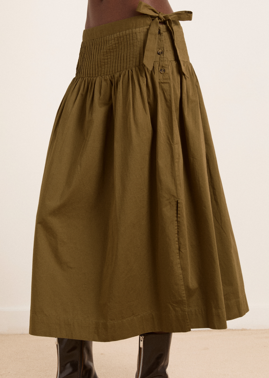Josie Midi Skirt, Olive ~ Damson Madder