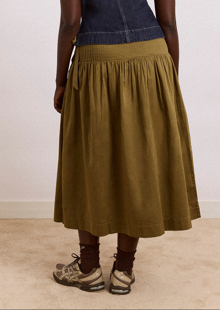 Josie Midi Skirt, Olive ~ Damson Madder