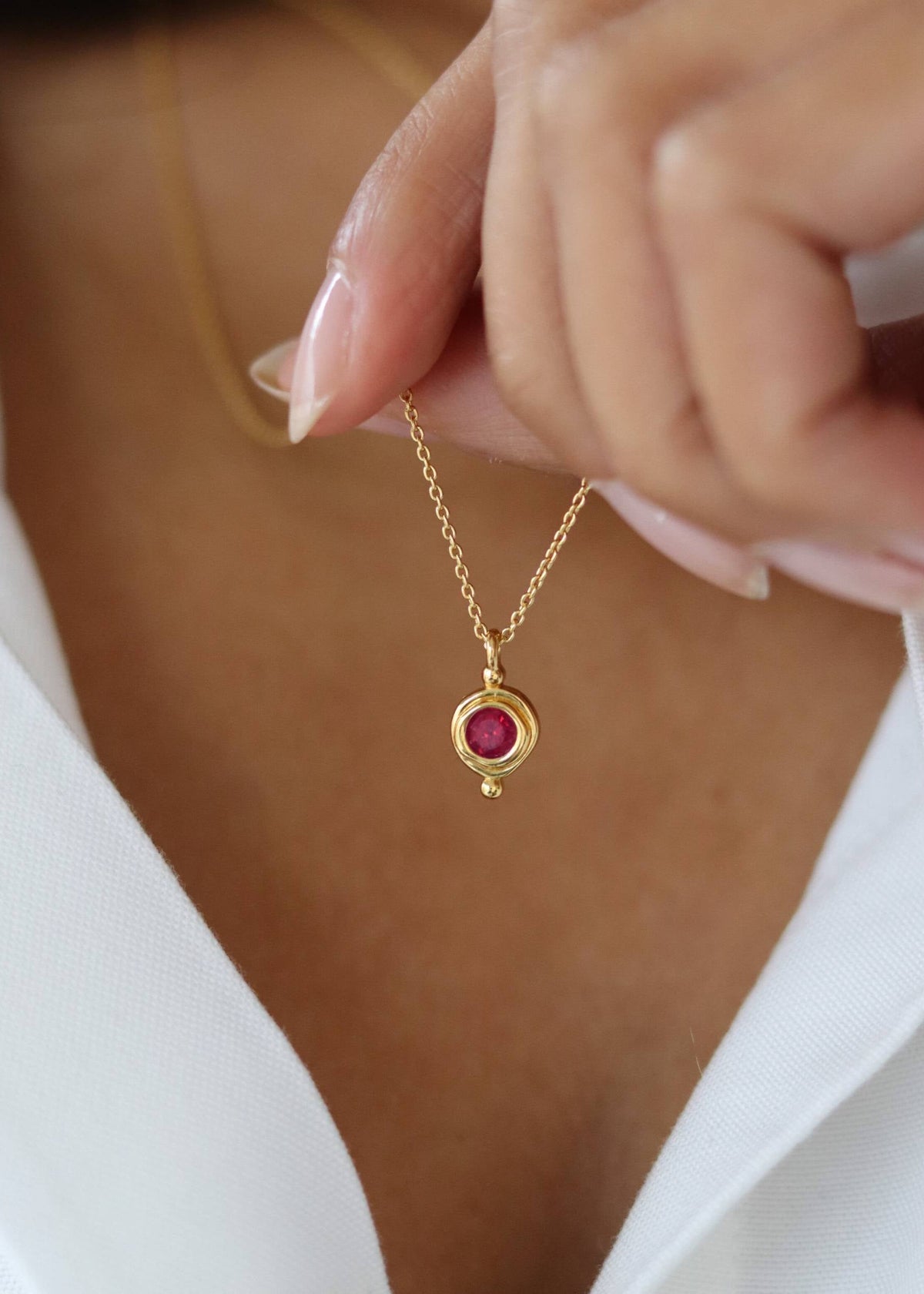 July Birthstone Pendant Necklace ~ Ottoman Hands