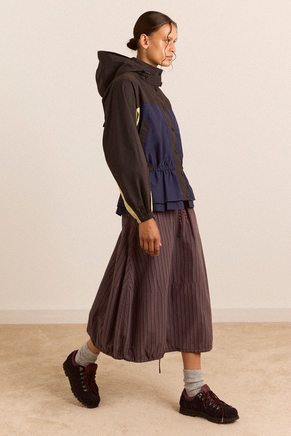 Lainey Midi Skirt, Merlot Stripe