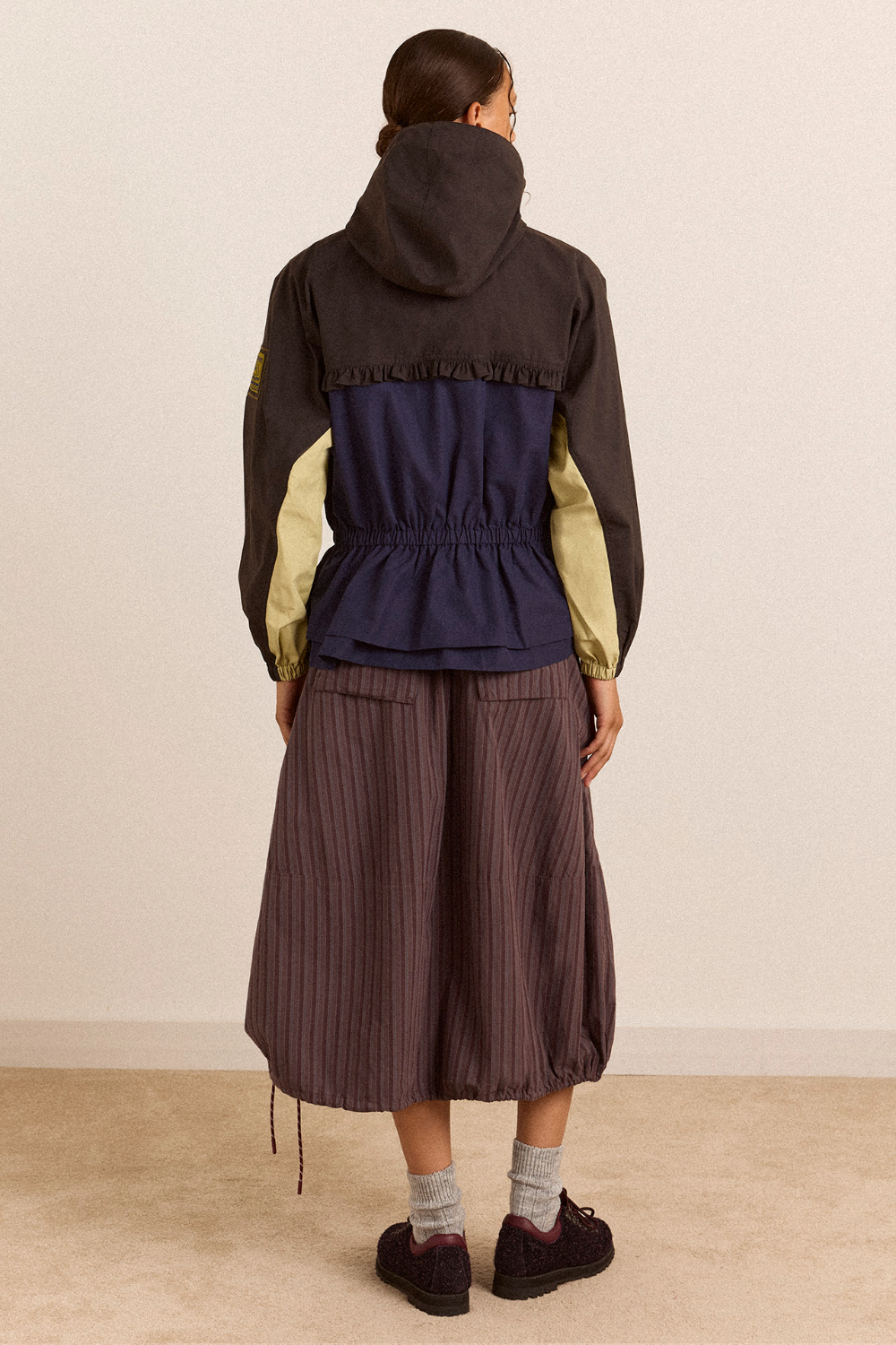 Lainey Midi Skirt, Merlot Stripe