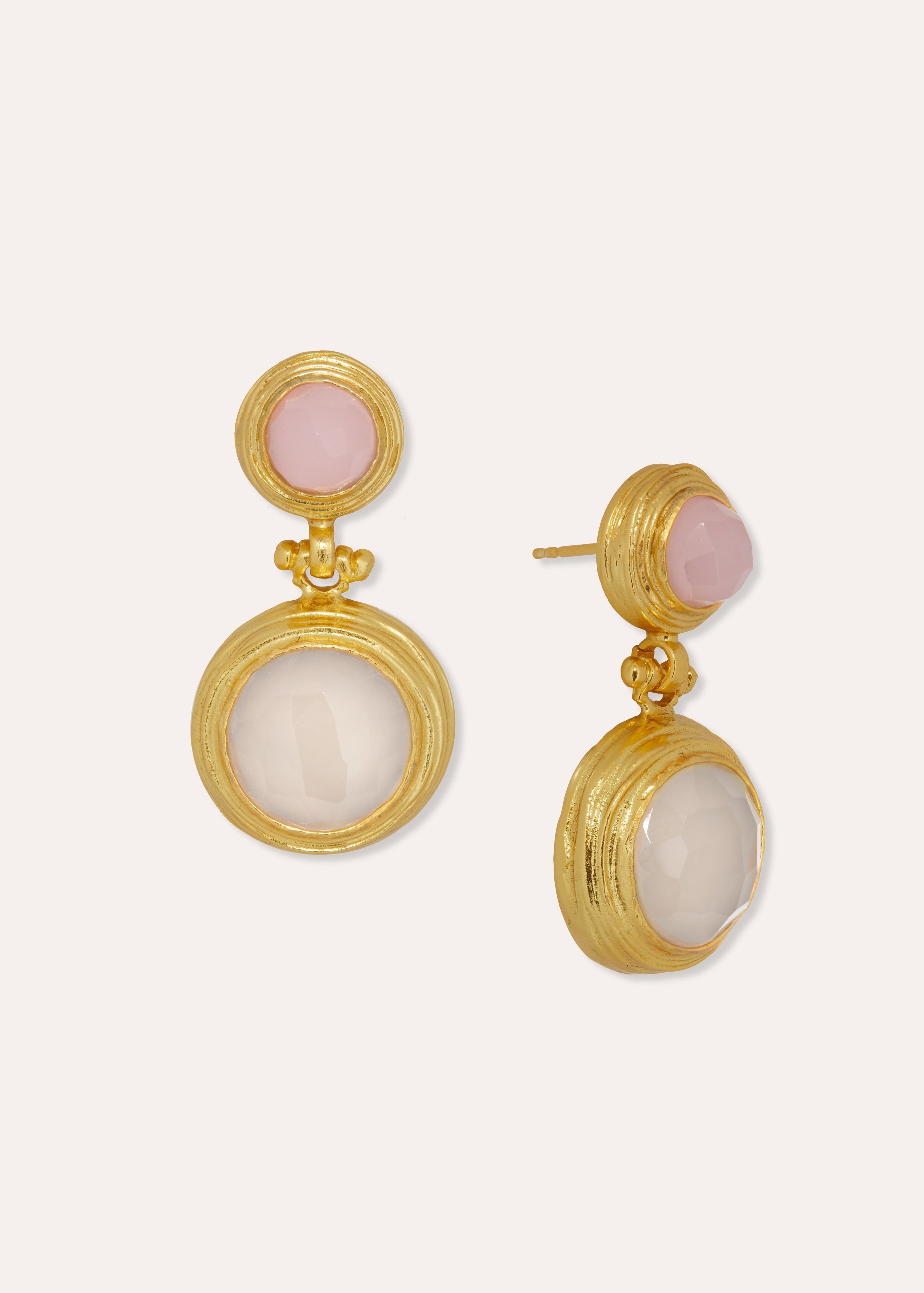 Lilis Rose Quartz and White Chalcedony Drop Earrings ~ Ottoman Hands
