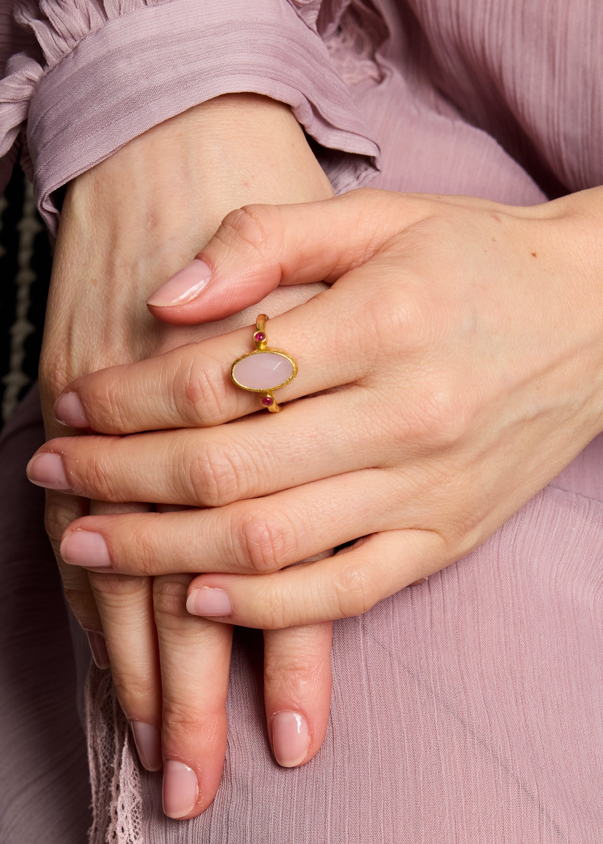 Lucia Rose Quartz Cocktail Ring ~ Ottoman Hands