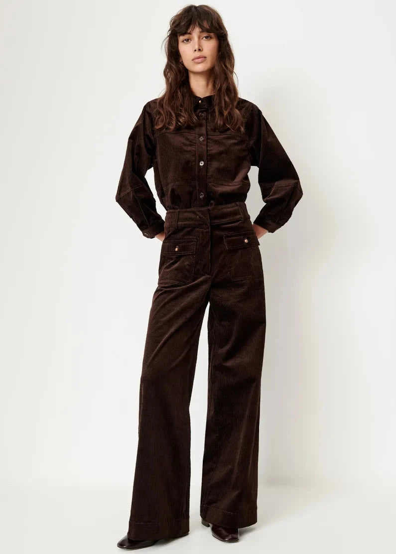 Manhastreet Wide Flared Trousers, Coffea ~ Sessun