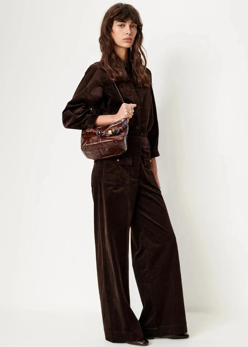 Manhastreet Wide Flared Trousers, Coffea ~ Sessun