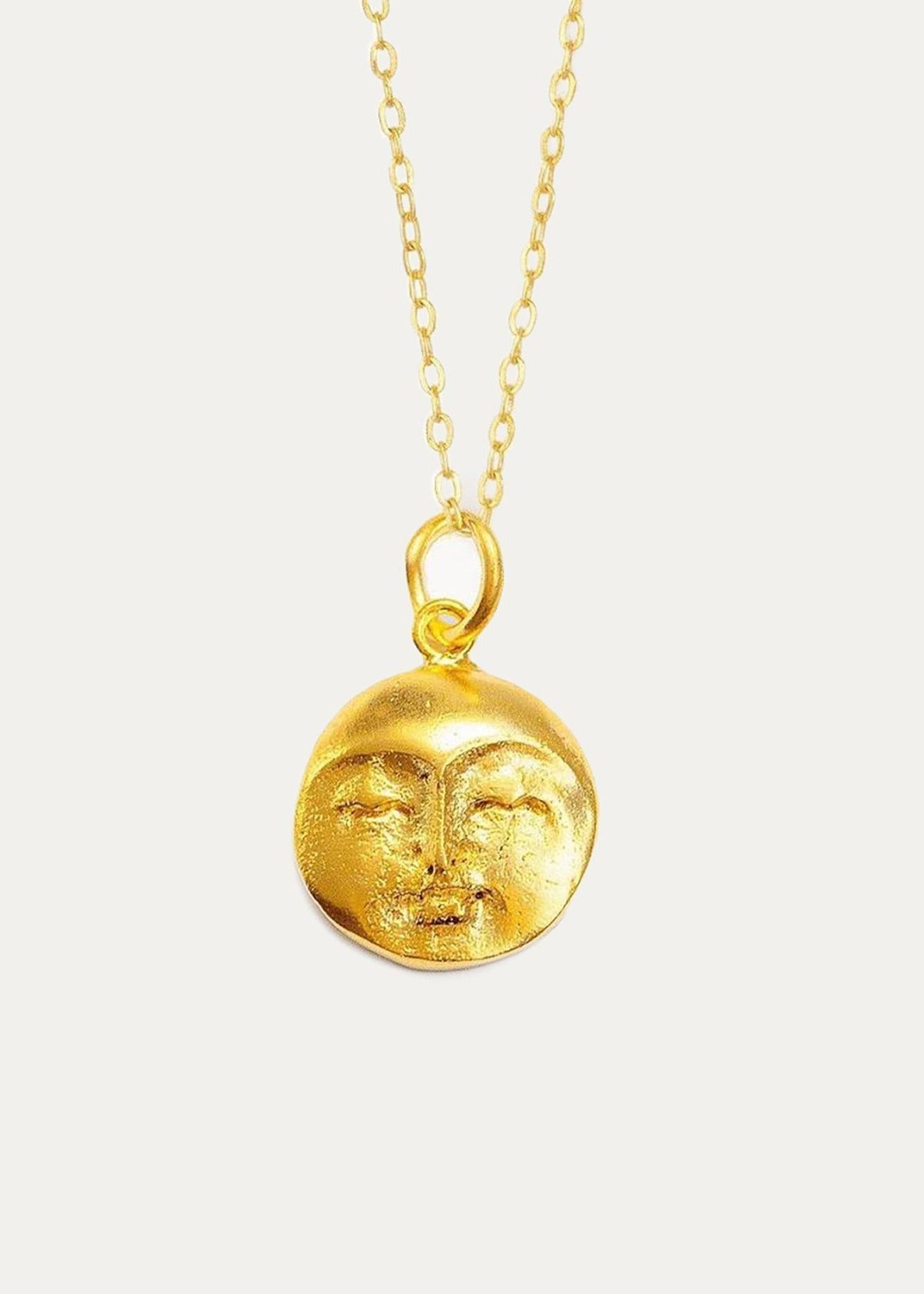 Moon Face Gold Pendant Necklace ~ Ottoman Hands