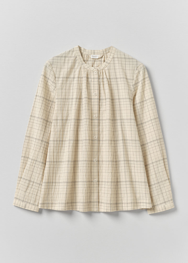 Page Check Cotton Swingy Shirt, Ecru ~ TOAST