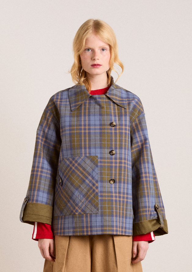 Reversible Jerry Crop Trench Coat, Olive ~ Damson Madder