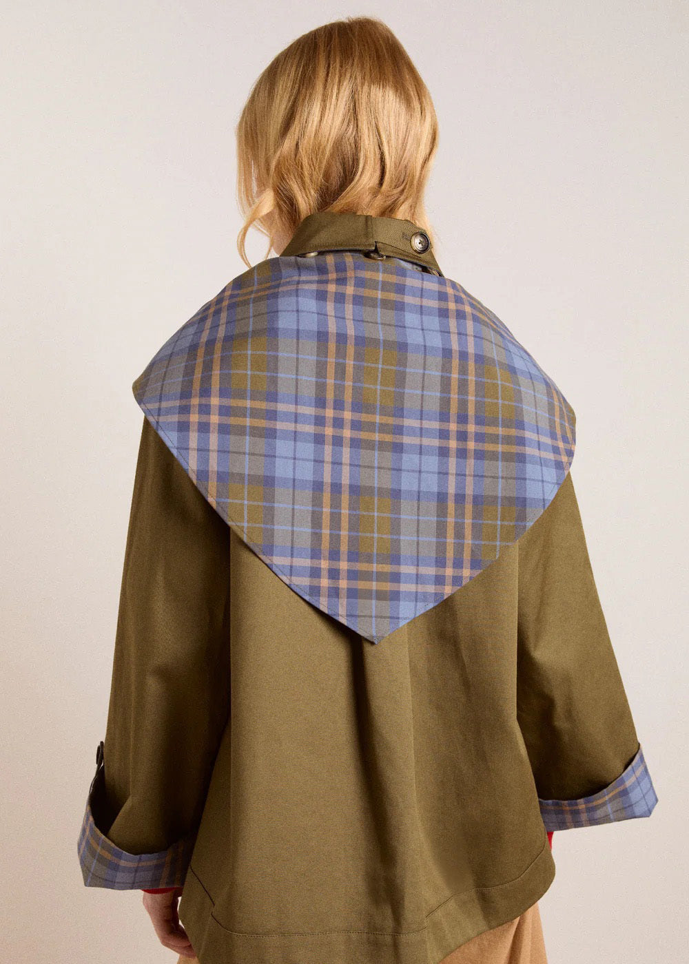 Reversible Jerry Crop Trench Coat, Olive ~ Damson Madder