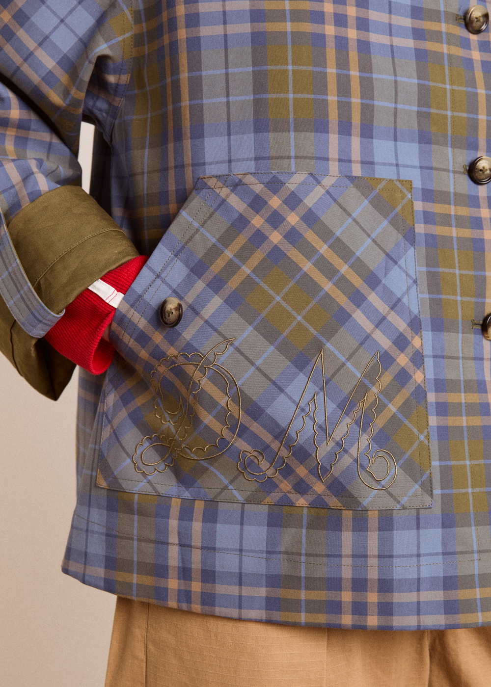 Reversible Jerry Crop Trench Coat, Olive ~ Damson Madder