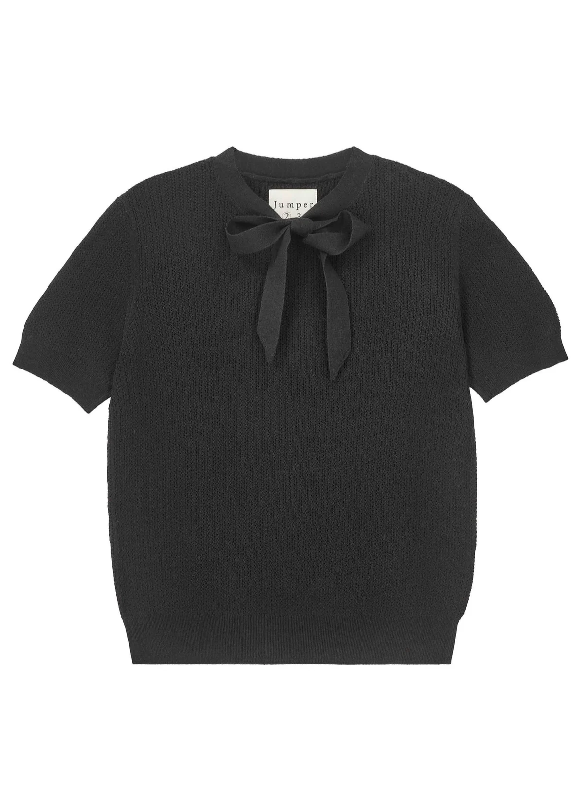 Ribbed Pointelle Tee, Black - Jumper1234