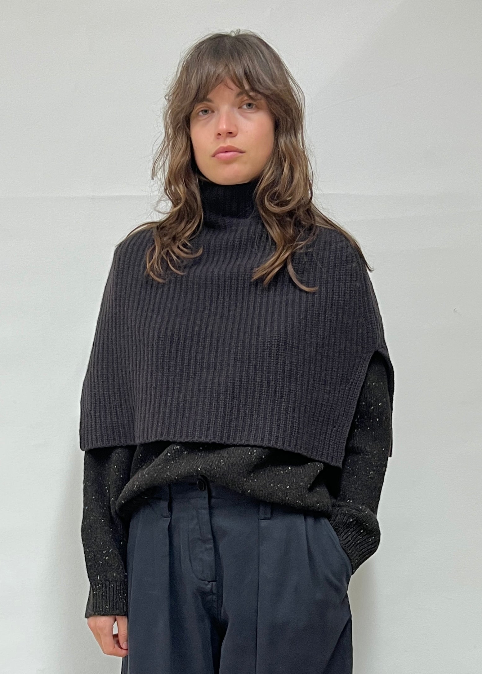 Ribbed Wool Cashmere Poncho ~ TOAST