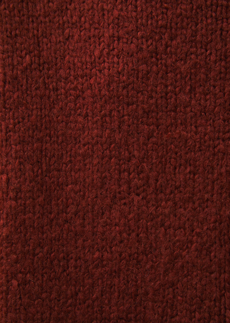 Rust-colored loop knit sweater with turtleneck ~ humility